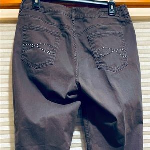 Chico’s grey jeans with rhinestone embellishments